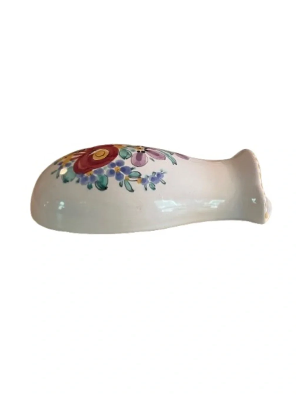 Vintage Keralit Czech Art Pottery Hand-Painted Floral Wall Pocket Vase - No. 102